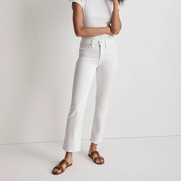Madewell Kick Out Flare Crop Jeans Mid-Rise White Size 31 NWT - Picture 4 of 12
